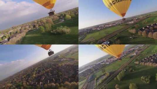 热气球飞行升空FPV穿越机无人机航拍高清在线视频素材下载