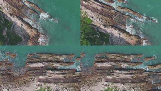 深圳杨梅坑礁石海岸航拍高清在线视频素材下载