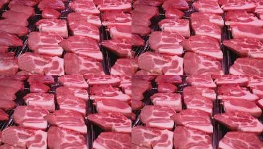猪肉上肉瘦肉半肥瘦高清在线视频素材下载