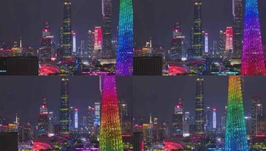 4K航拍广州第十二届国际灯光节高清在线视频素材下载