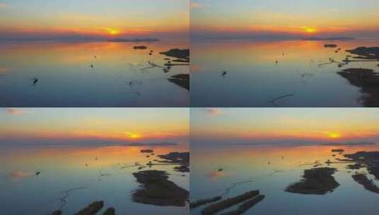 苏州太湖国际会议中心日落航拍06高清在线视频素材下载
