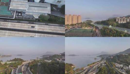 香港大埔墟东铁线航拍高清在线视频素材下载