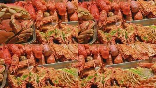 海南三亚夜市皮皮虾海鲜美食高清在线视频素材下载