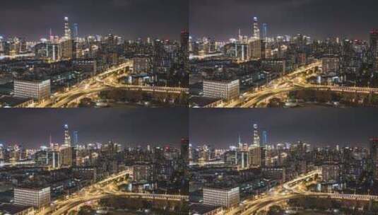 上海夜景车流延时高清在线视频素材下载