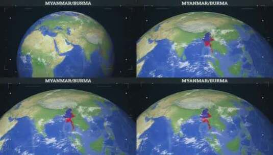 缅甸缅甸地图从地球与旗帜高清在线视频素材下载