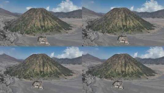 印尼爪哇岛布罗莫火山口航拍自然风光高清在线视频素材下载