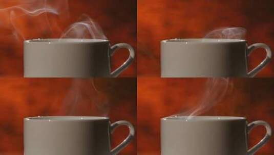 特写咖啡杯上冒着白色的热汽高清在线视频素材下载