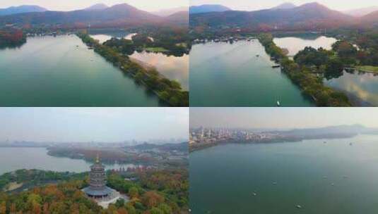 浙江杭州西湖美景航拍高清在线视频素材下载