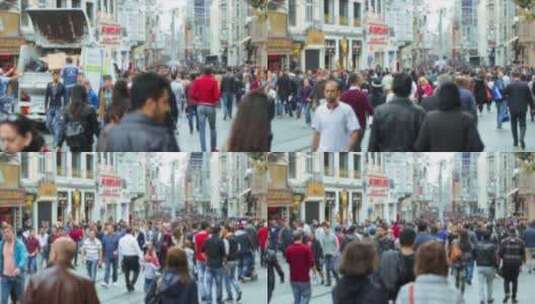 延时拍摄大城市拥挤的行人过马路。高角度拍高清在线视频素材下载