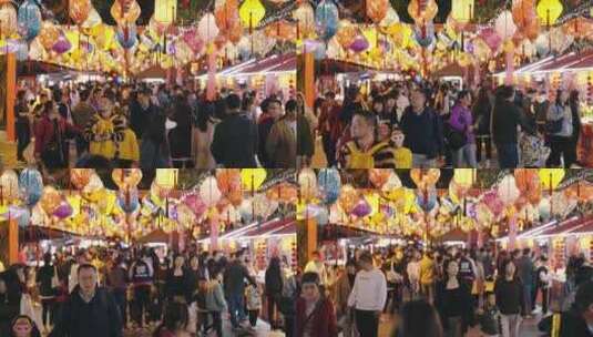 元宵节春节看灯笼的人群高清在线视频素材下载