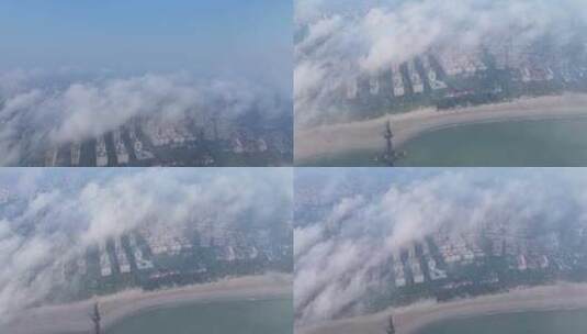海南琼海逸龙湾平流雾航拍高清在线视频素材下载