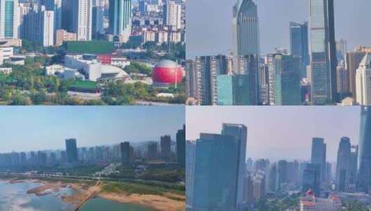 江西南昌高楼大厦摩天大楼航拍城市风景风光高清在线视频素材下载