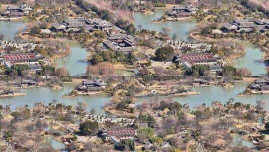 航拍瘦西湖风景区大明寺观音山园林寺庙高清在线视频素材下载