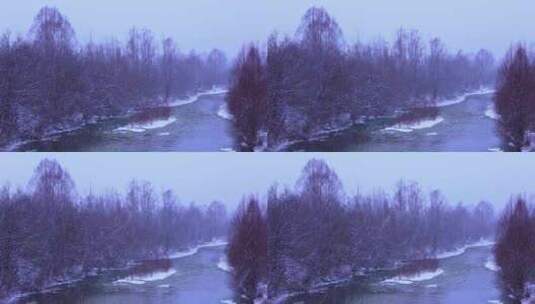 下雪天的小河高清在线视频素材下载