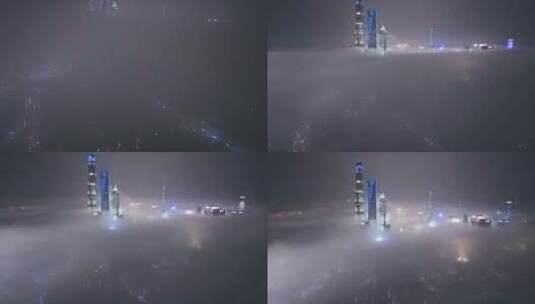4K上海夜景云上航拍高清在线视频素材下载
