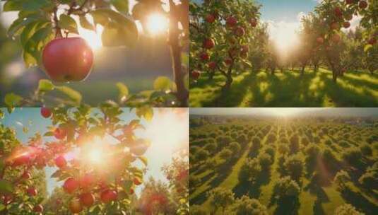 写实cg动画效果苹果果园苹果树高清在线视频素材下载