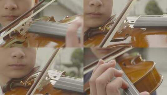 唯美男子户外拉小提琴艺术家优雅练习管弦乐高清在线视频素材下载