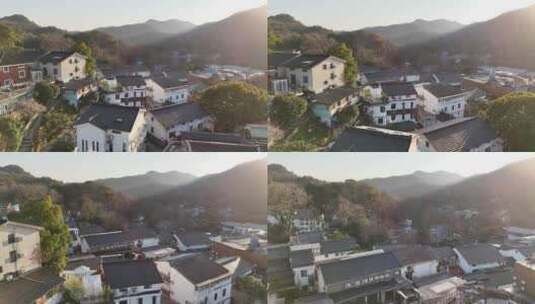 杭州山上的房子西湖龙井山航拍高清在线视频素材下载