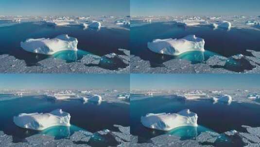 宁静的北极景观与漂浮的冰山高清在线视频素材下载
