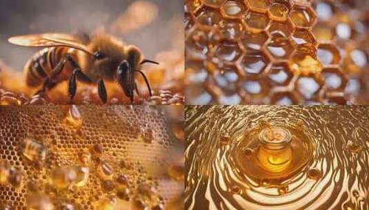 蜜蜂 蜂蜜 蜂巢高清在线视频素材下载