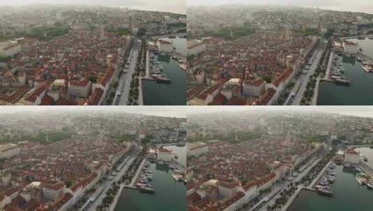 欧洲克罗地亚斯普利特市的航空照片高清在线视频素材下载