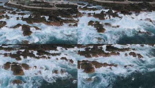 马德拉岛莫尼兹港的火山池葡萄牙镜头与悬崖高清在线视频素材下载