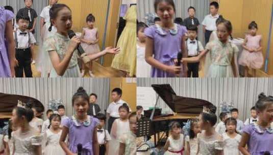 六一儿童节小朋友儿童钢琴音乐会高清在线视频素材下载