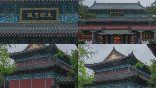 佛寺护国永光寺沈阳东塔大雄宝殿雨天高清在线视频素材下载