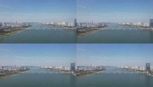 湖南株洲大桥交通桥梁航拍高清在线视频素材下载