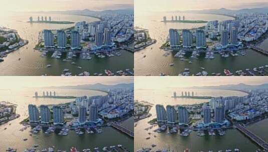 海南三亚湾度假区凤凰岛 游艇码头中心高清在线视频素材下载