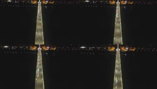 湖南湘潭大桥夜景交通航拍高清在线视频素材下载
