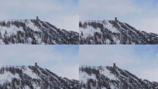 冬季喀纳斯河流晨雾雪山森林冰河观鱼台雪景高清在线视频素材下载