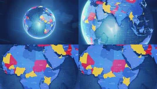 数字时尚世界地图国家Zoom苏丹高清在线视频素材下载