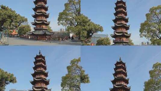 上海徐汇龙华寺龙华塔寺庙中式建筑高清在线视频素材下载