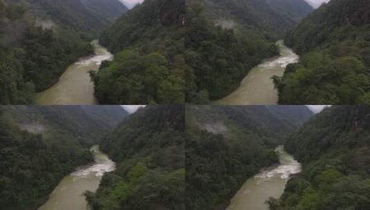 云南怒江州贡山县独龙江高黎贡山森林航拍高清在线视频素材下载