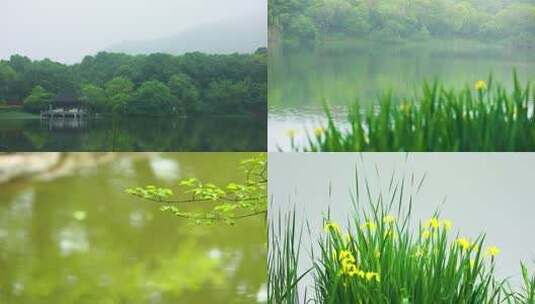 湖光山色间的中式小屋静谧美景高清在线视频素材下载