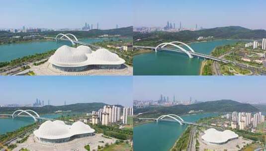 广西文化艺术中心南宁大桥高清在线视频素材下载