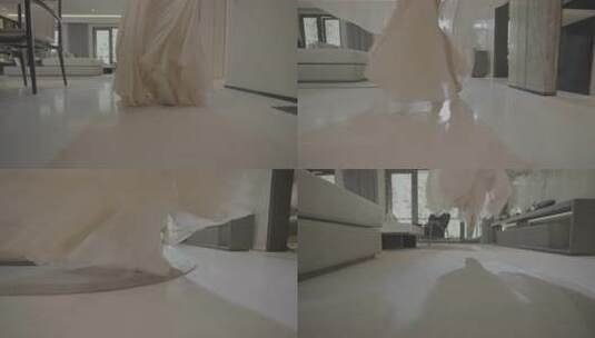 女性在光影下起舞裙摆飞扬的氛围高清在线视频素材下载