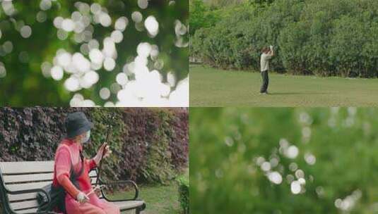 清晨公园晨跑休闲健身散步高清在线视频素材下载