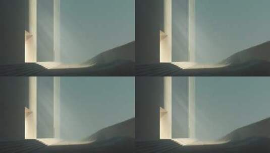 光影下的混凝土建筑场景高清在线视频素材下载