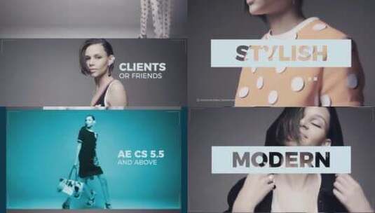 时尚彩色分屏模特写真广告大片AE模板高清AE视频素材下载