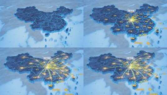 达州市宣汉县辐射全国网络地图ae模板高清AE视频素材下载