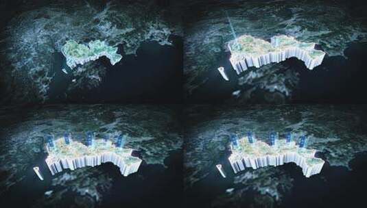 俯冲深圳市三维地图高清AE视频素材下载
