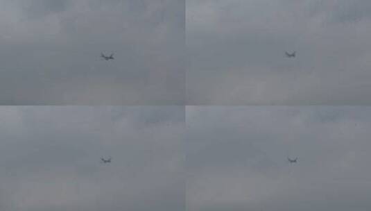 阴天天上的飞机高清在线视频素材下载