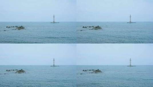 大海灯塔 航标灯 海景海面岩石礁石高清在线视频素材下载