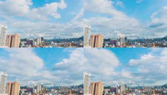 4K城市上空蓝天白云延时实拍素材天空高清在线视频素材下载