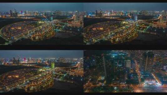 城市航拍越南河内夜景灯光摩天大楼汽车交通高清在线视频素材下载