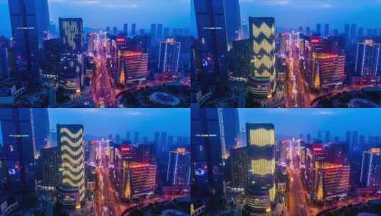 湖南长沙芙蓉广场航拍延时摄影高清在线视频素材下载