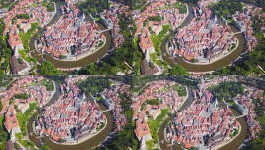 南波西米亚地区小城市的鸟瞰图高清在线视频素材下载