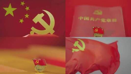 党红色共产党建党党徽党章高清在线视频素材下载